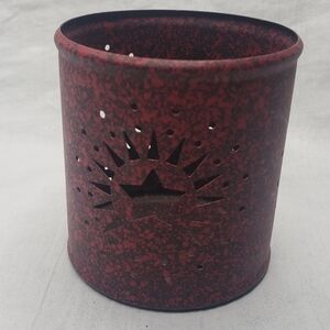 Rustic Red Metal Candle Holder